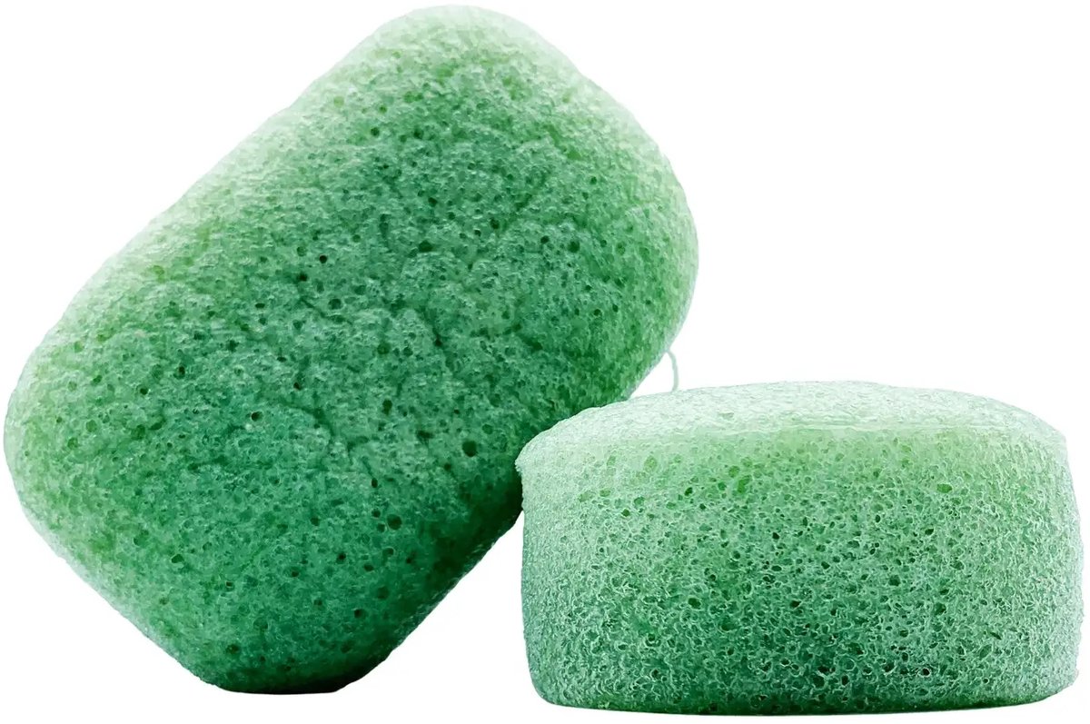 Ecologisch Grote Konjac spons voor lichaam - Groen Thee - kinderen - diepe reiniging - Gemaakt in Frankrijk 1st