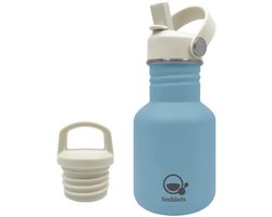 foto van Smikkels - RVS drinkfles - 350ml - Blauw - Schoolbeker kind - Drinkbus school