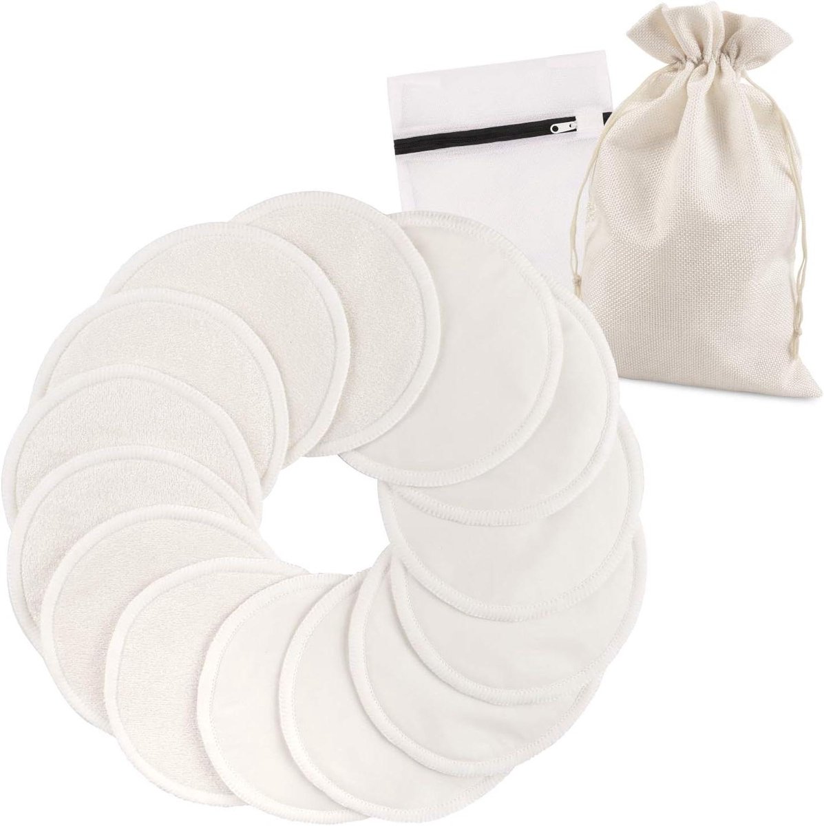 Goedkoopste Allecto Plus - Wasbare bamboe voedingsinzetstukken (14 stuks) | herbruikbare borstkussens | absorberend en hypoallergeen | incl. waszak en opbergzak