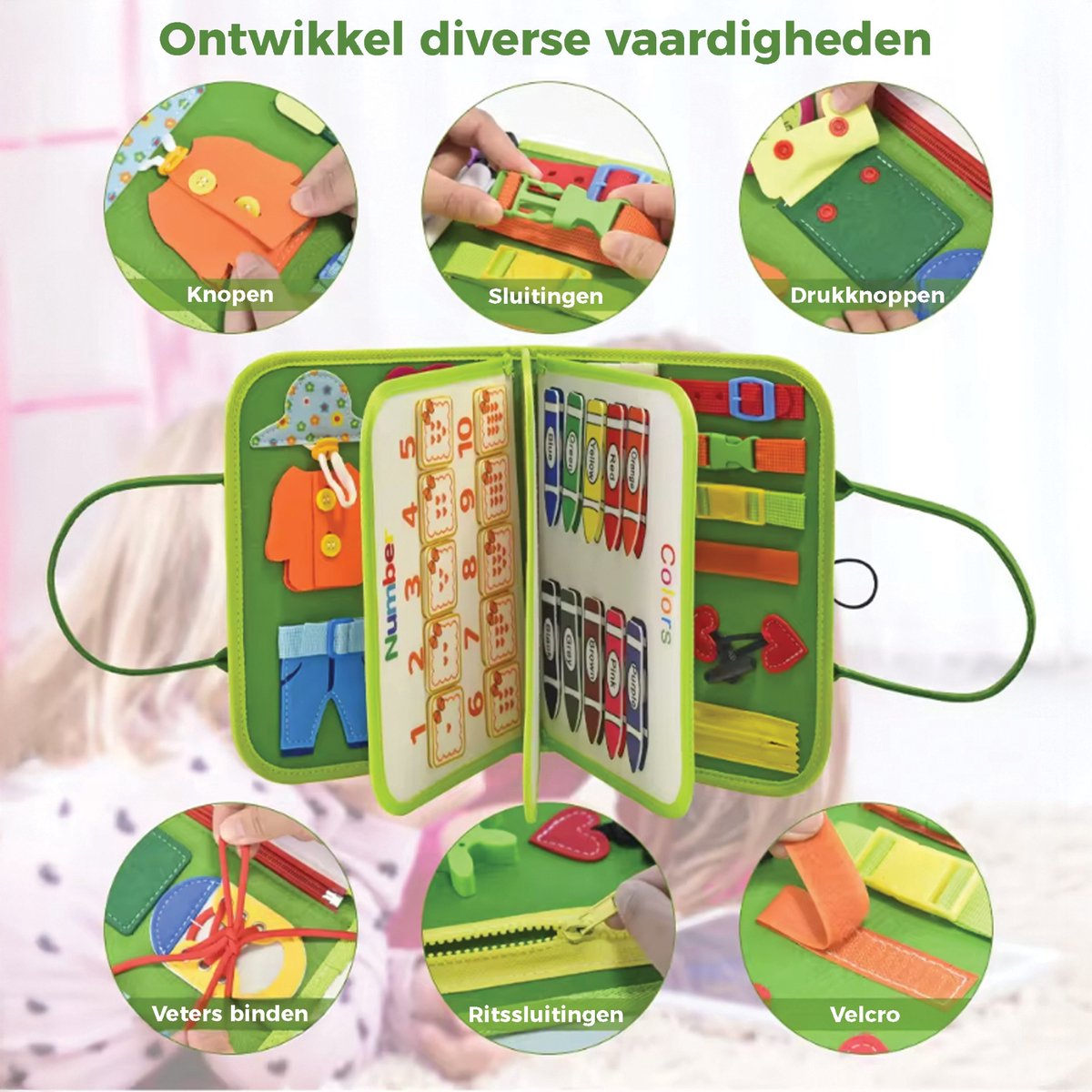 Joyage Busy Board Book Montessori Speelgoed - Montessori activiteitenboek voor in de auto onderweg - Educatief speelgoed meisjes speelgoed Jongens speelgoed Sensory speelboek - Activity peuter kleuter sensorisch speelgoed 1 jaar 2 jaar 3 jaar 4 jaar — afbeelding 4