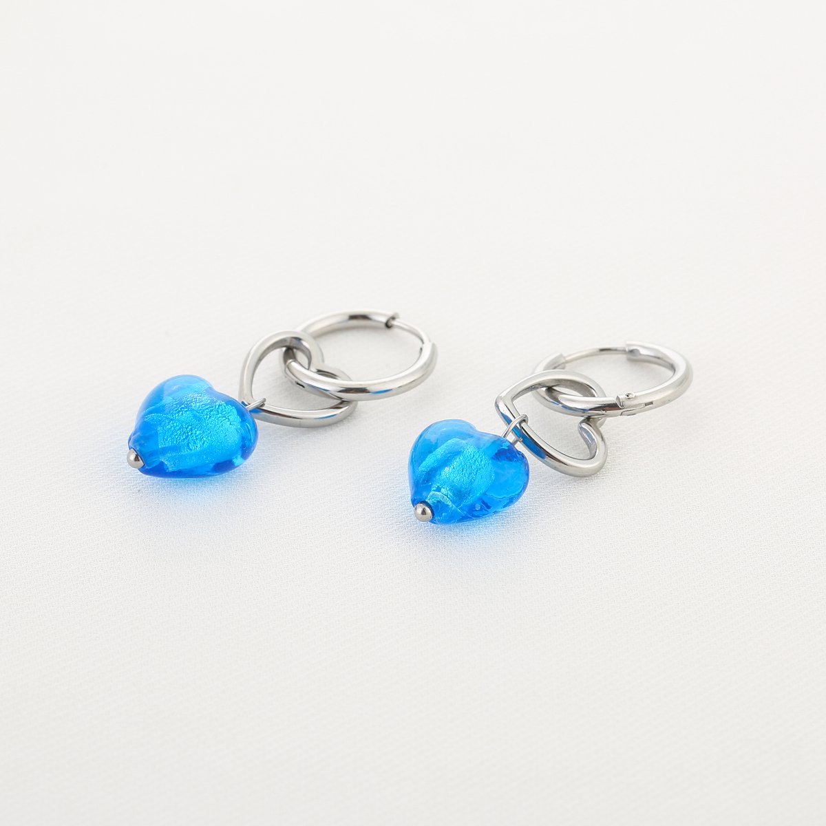 LOVE oorbellen Blauw/Zilver