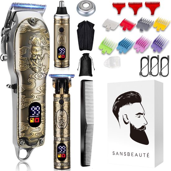Professionele Draadloze 4-in-1 Tondeuse - Sansbeauté - Tondeuse Mannen Hoofdhaar - Cheveux Haar - Haartrimmer - Kapper Haar Machine - Haartondeuse - Trimmer Baard - Barber Hair Clipper - Kapper Buddha Trimmer - Kappersset