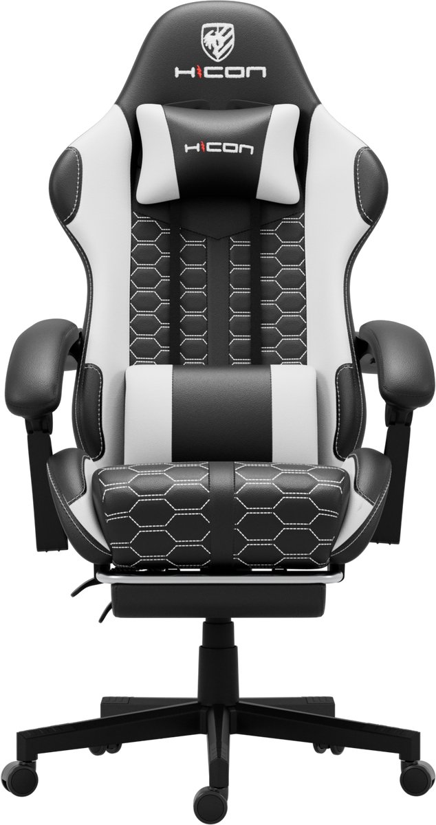 Gamestoel - Gaming stoel - Game stoel - Gaming Chair - HICON® - Verstelbaar - Lambeth - Max Gewicht 150 kg - Zwart Wit