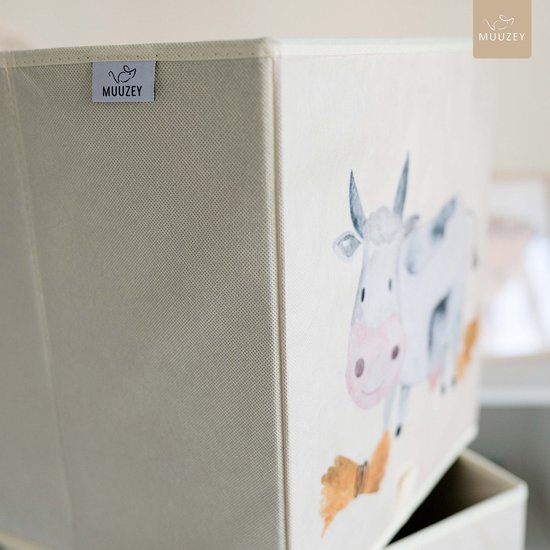 Muuzey Opbergmanden Kinderkamer - Set van 4 Opbergboxen voor Kallax Kast - Speelgoed Opbergdoos - 33x33x33 CM - Speelgoedmand BabyKamer Dozen - Dierenmotief Inzetbakken - Dieren Inzetbakken — afbeelding 2