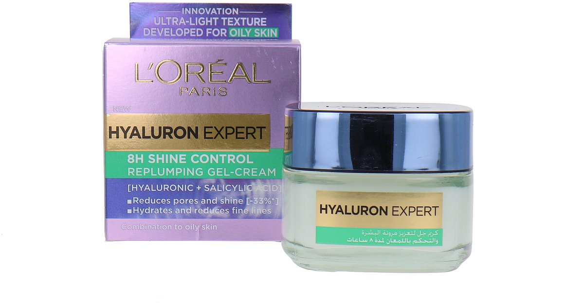 L'Oréal Hyaluron Expert 8H Shine Control Replumping Gel-Cream - 50 ml