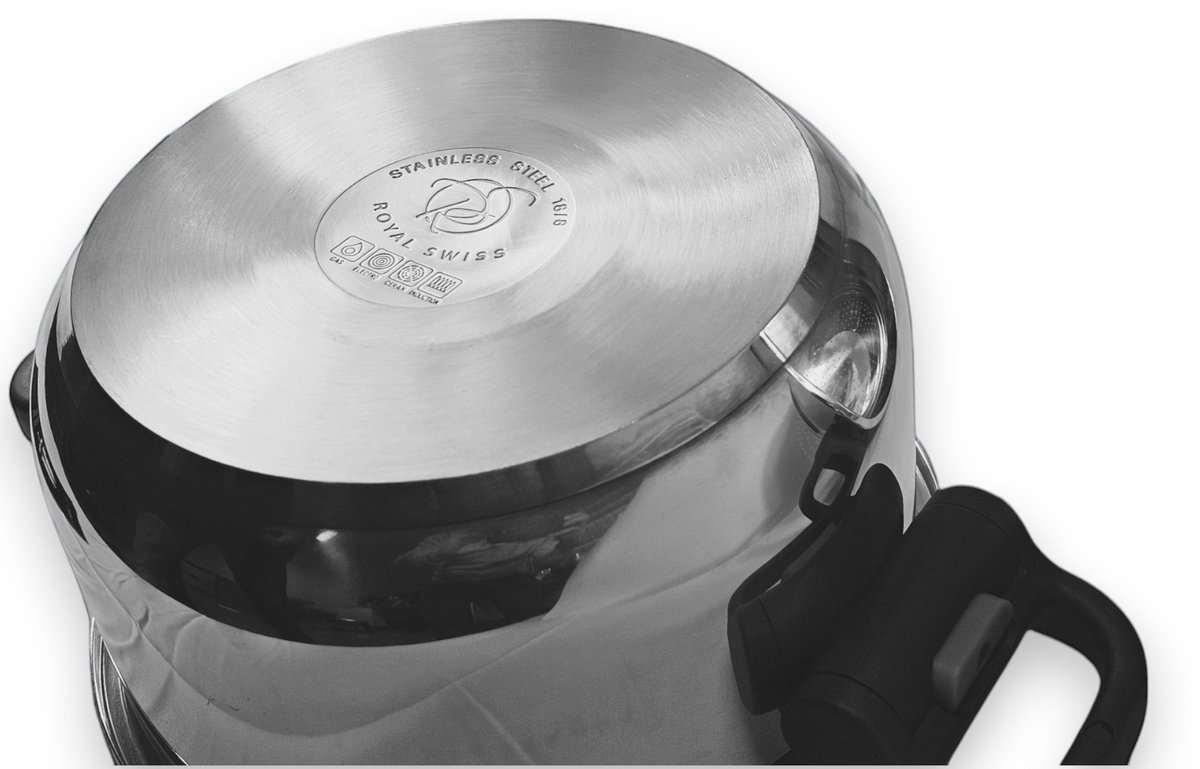 Royal Swiss® Snelkookpan – slowcooker – 6Liter – snelkookpan inductie – Pressure Cooker – stoommandje en Glazen Deksel – foto 2