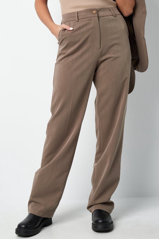 Yehwang - Gimme - broek - comfort - dames - chino - flair - taupe - Maat: M