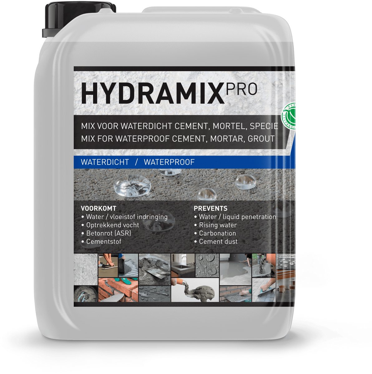 Cementmix Additief - 100% Cement waterdicht maken van Chape, Dekvloer, Stuc - Waterdichte mortel voor Voegen van Badkamer, Terras, Gevel - Permanente werking - Hydramix Pro 2.5L