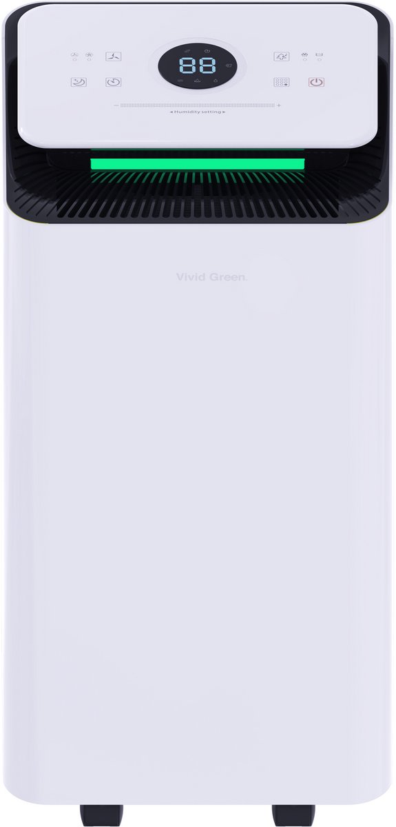 Luchtontvochtiger en Luchtreiniger - 12L - HEPA filter - 210W - Wit - Vivid Green