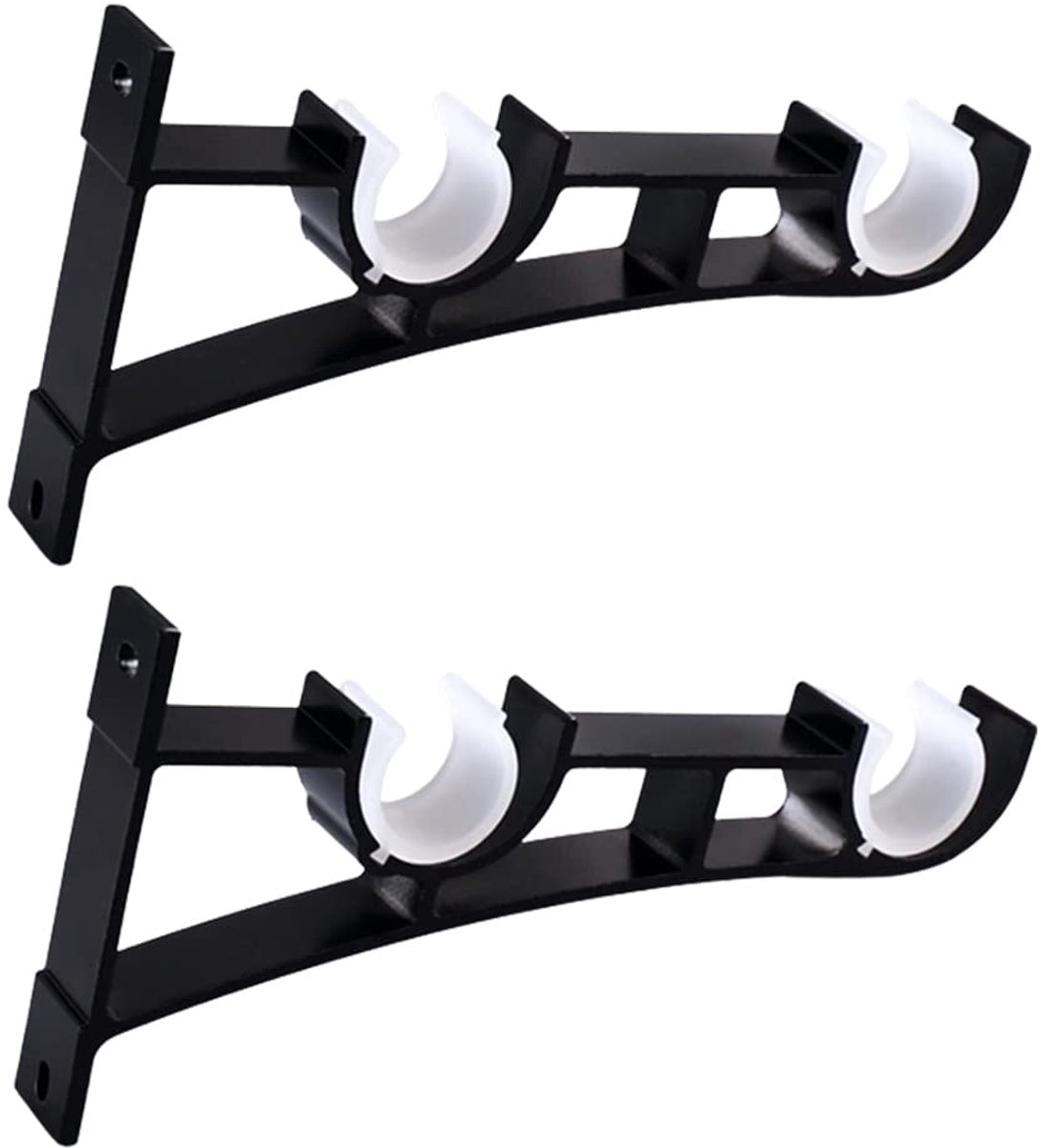 Dubbele gordijnroedehouder - zwart - set van 2 - aluminiumlegering
