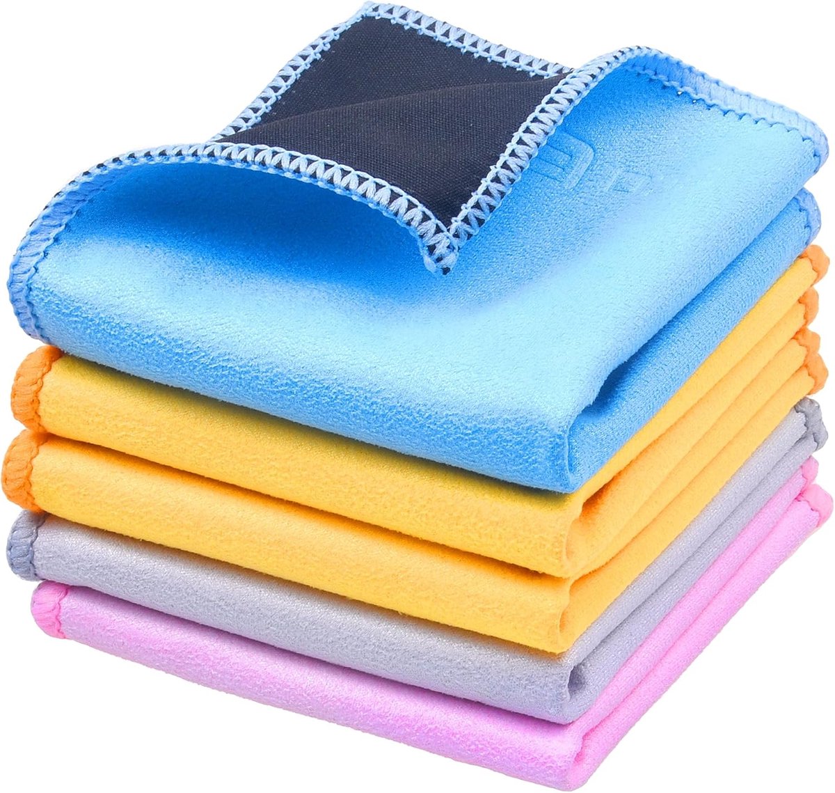 Microvezeldoekjes - 5-pack - 17 x 16cm - Dubbelzijdige reinigingsdoeken - Microvezel- en suède doek voor smartphones, lcd-tv, tablets, laptopschermen, cameralenzen en andere gevoelige oppervlakken
