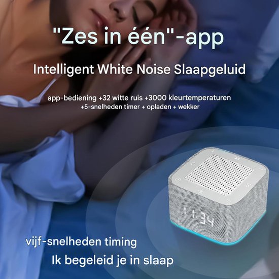 White Noise Machine-Witte Ruis Machine-Witte Ruis Apparaat-Witte Ruis Slaaptrainer voor Baby-Grijs — afbeelding 5