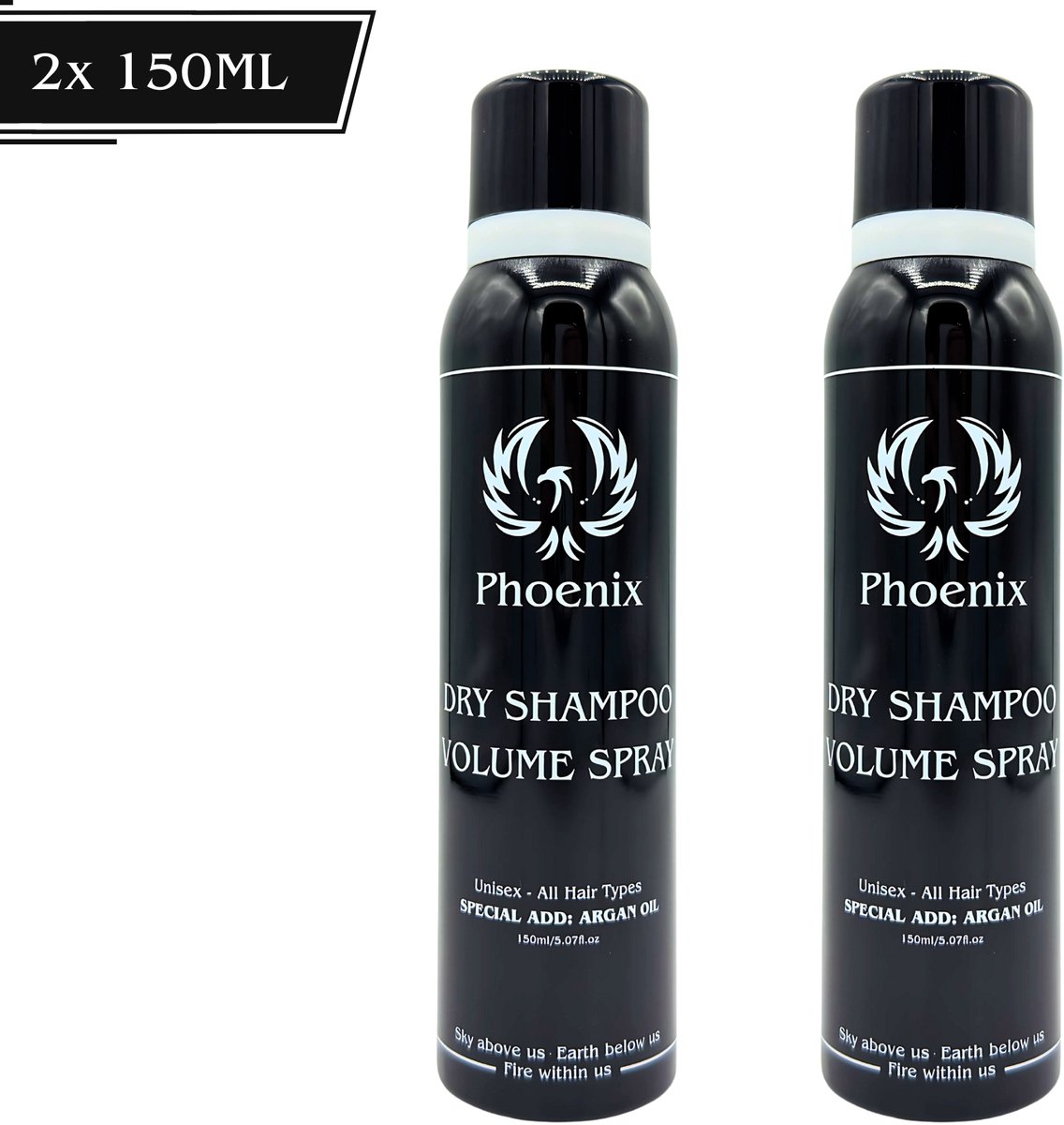 Phoenix Hair Products - Droog Shampoo - 2x 150ML - Alle Haar-types - Volume - Argan Olie - Dry Shampoo