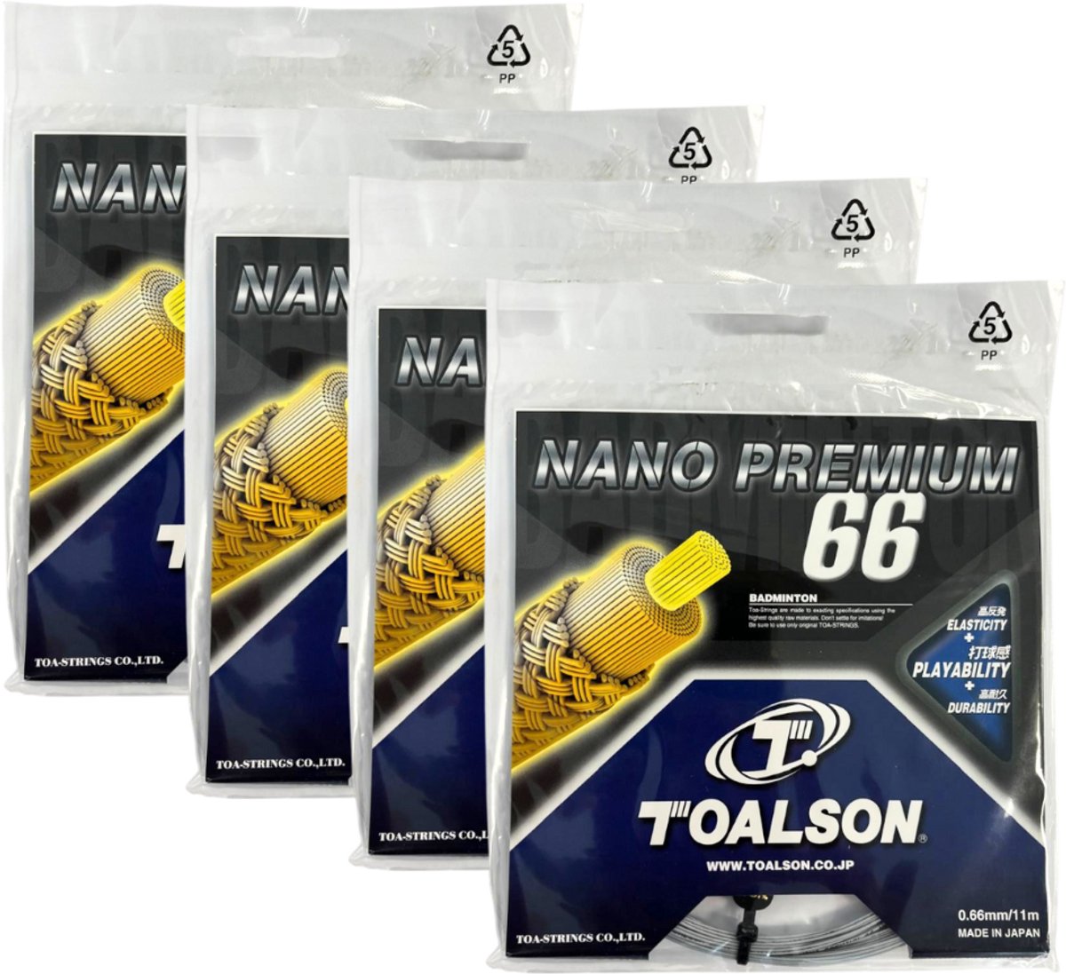 Snaren Badminton Toalson Nano Premium 66 Silver - 11m - Set van 2