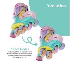 Yvolution - Twista Skates - Rainbow - Verstelbare kinderskeelers - Van rolschaats naar skates - Maat 30 - 34