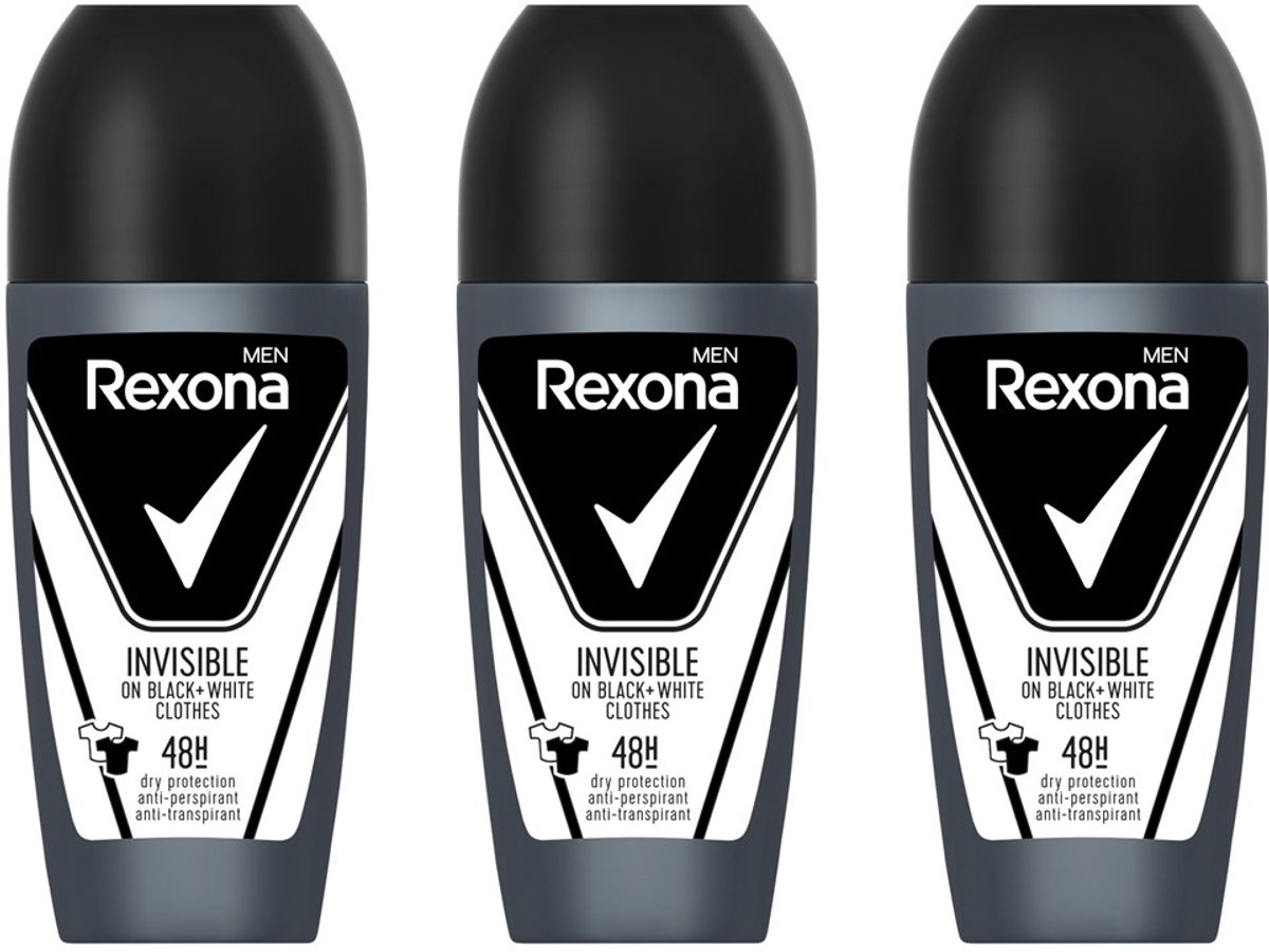 Rexona Deo Roller Men - Invisible On Black & White Clothes - 3 x 50 ml