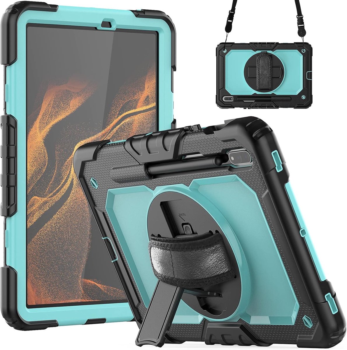 Tablethoes voor Samsung Galaxy Tab S8 en S7, hoes 11 inch 2022/2020 - 360° draaibare - lichtblauw