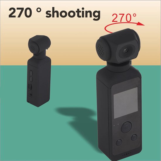 IXROAD 4K Bodycamera Lichaamscamera, Vlog/POV Camera met 270° Draaibare Lens, Actiecamera met Externe Microfoon, Clip en 64 GB TF-Kaart