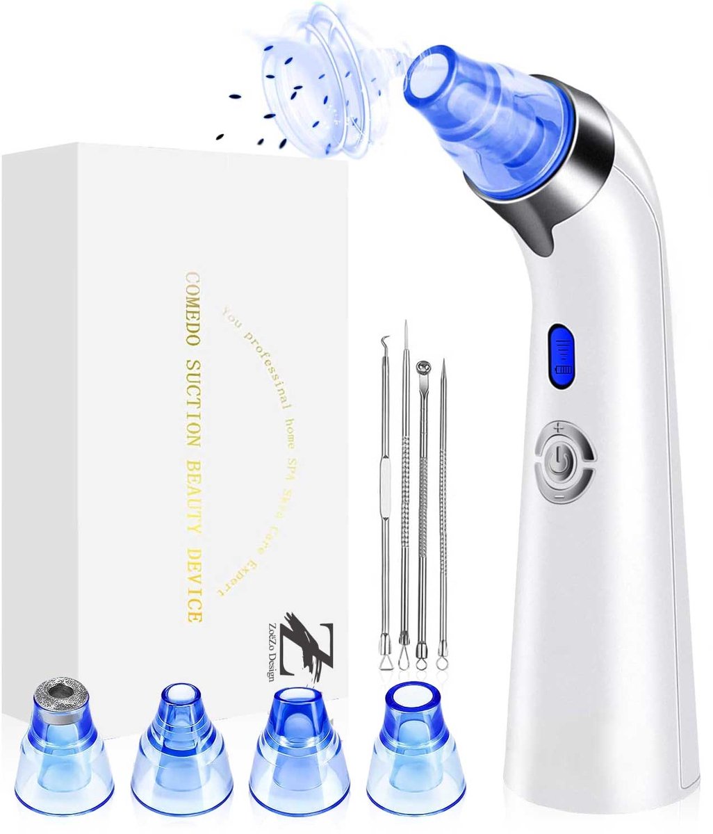 ZoeZo Design - Blackhead Remover - Poriënreiniger - Mee-eter Verwijderaar - Gezichtsreinigingsapparaat - Inclusief 4 opzetstukken - Gezichtsverzorging - Huidverzorging - Gezichtsmasker - Acne Behandeling