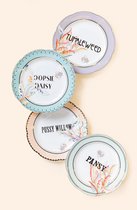 Ensemble de 4 assiettes à gâteau florales Yvonne Ellen London – Motif Fleurs