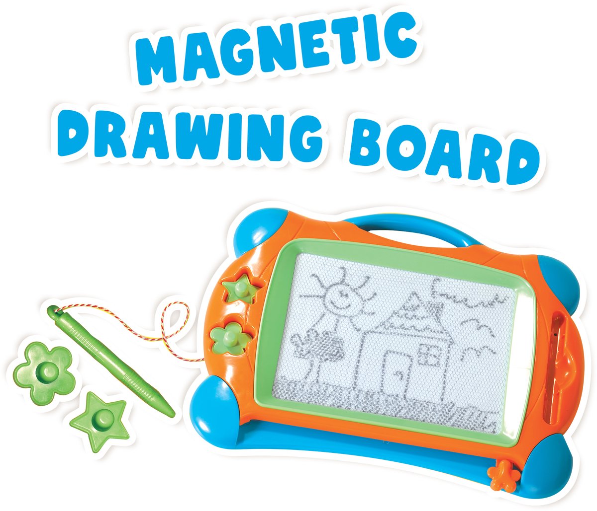 SES Creative – Magnetisch Tekenbord – 25x34 cm – Inclusief Pen en 2 Stempels – Montessori Speelgoed vanaf 3 jaar — afbeelding 2