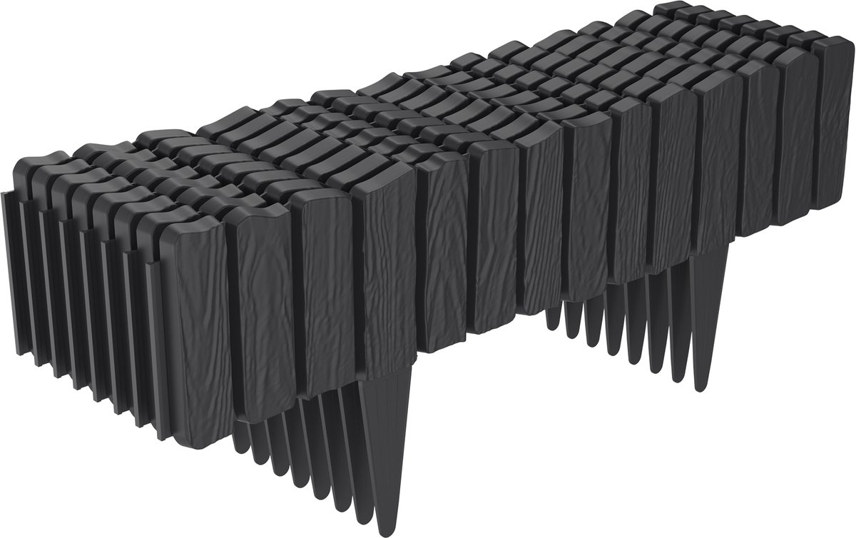 Houtlook Robuuste Gazonrand Tuinhek Perkrand Tuinpalissade Decoratieve Tuinafbakening Palissadehek - Antraciet - 4,6 m