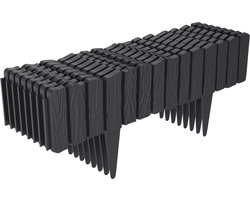 Houtlook Robuuste Gazonrand Tuinhek Perkrand Tuinpalissade Decoratieve Tuinafbakening Palissadehek - Antraciet - 4,6 m