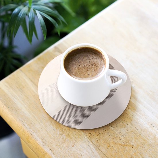 Sous-verres de verre - Rond - Minimaliste - Cercle - Gris clair - 10x10 cm - Dessous de verre - 6 pièces