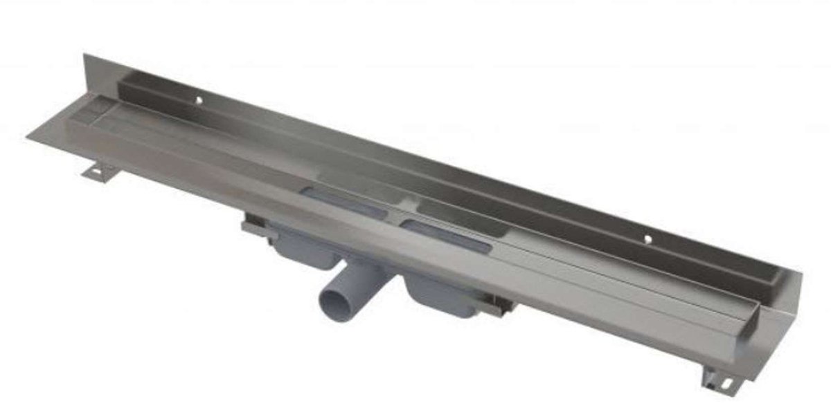 Douchegoot Wall Low 950 mm, met rand voor vol rooster en vaste kraag aan de wand, roestvrij staal