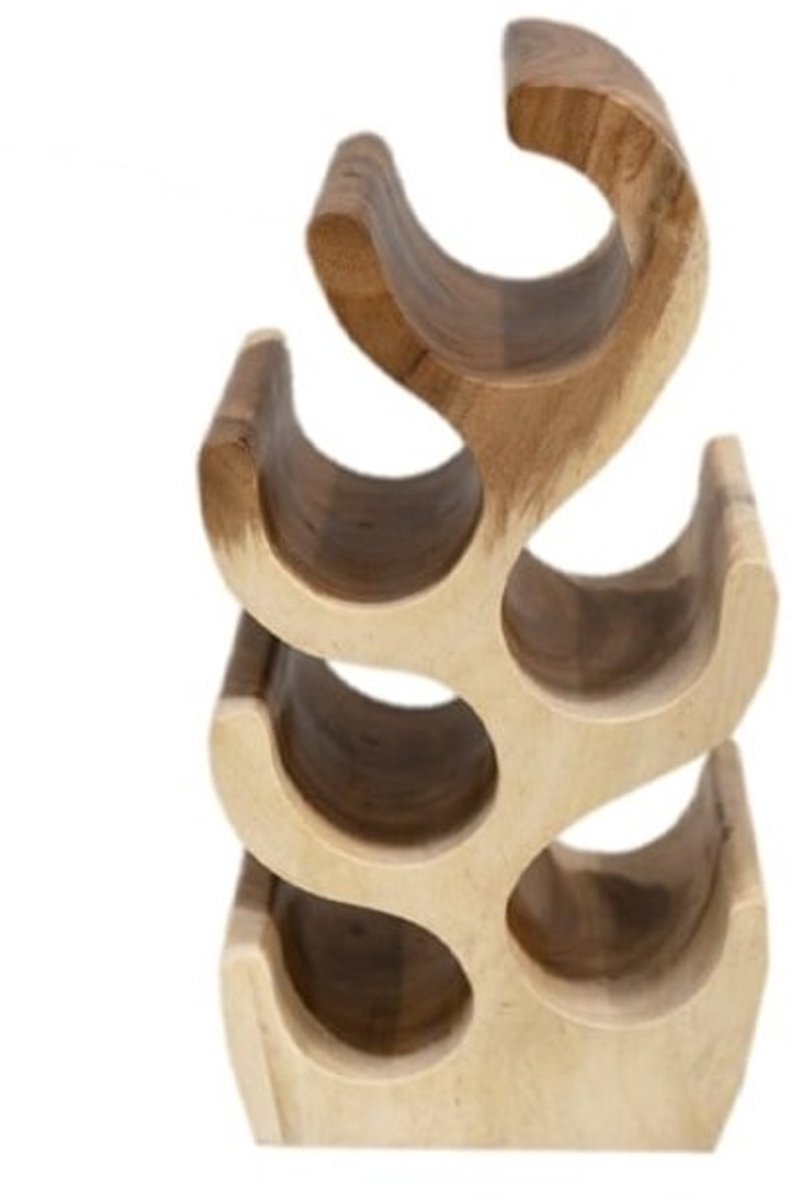 Wijnrek van Hout - Teakhout Bruin - Staand Wijnrek Teak - 6 Flessen - 25 x 15 x 50 cm