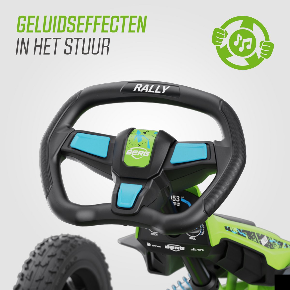 BERG Rally DRT Green Skelter - Soundbox Race - Verstelbare stoel - Schokabsorberende off-road veren - 4+ Jaar - Groen — afbeelding 4