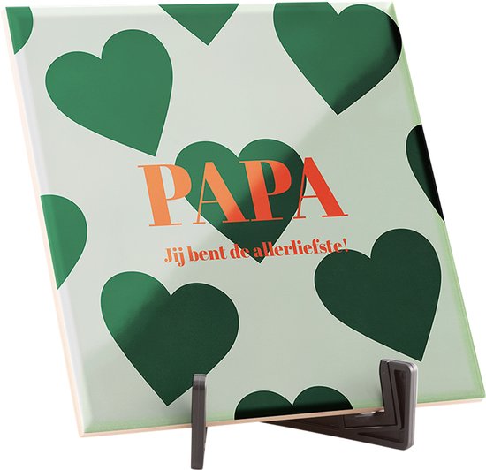 Tuile de dicton branché - Tuile de citation - Plaques avec citation - Cadeau boîte aux lettres - Papa, tu es le plus gentil ! - 15 x 15 cm - Brillant - Fotofabriek