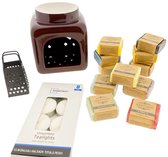 Scentchips® Geurbrander Set – Bordeaux “Cut Out” Waxbrander, Zwarte Rasp, 6 Waxinelichtjes & 12 Amberblokjes