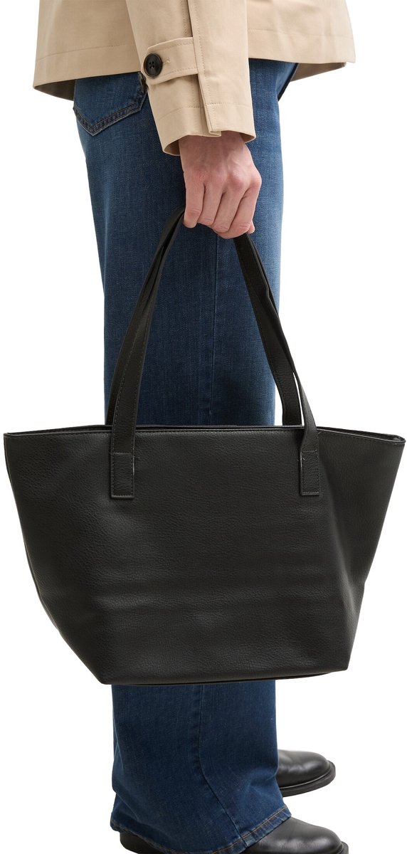 Tom Tailor - TTMIRI L shopper met logobadge - Maat ONESIZE - schwarz / black