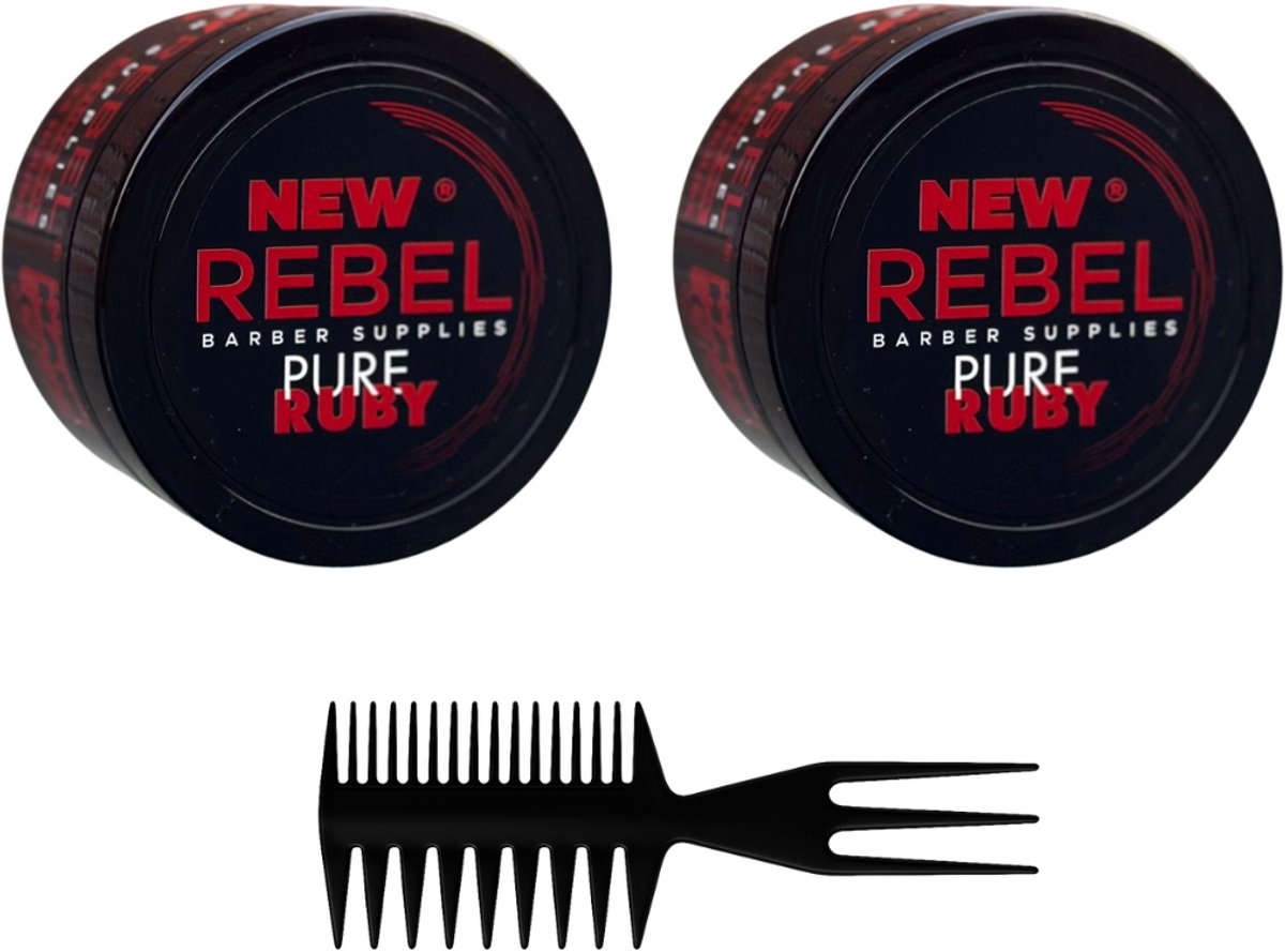 NEW REBEL PURE RUBY Styling Gel – 2 Stuks x 450 ml – Barber Supplies – 24u Volume en Hold -Haar Gel - Haar Wax Mannen - Hair Wax