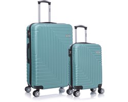 TRALEX - Luminara - 2 Delig kofferset - Grote Set 39L&97L - Handbagage - 39L - 56x37x23cm - Grote koffer - 97L - 76x49x29cm - ABS - Harde schaal - TSA-slot - Lichtgewicht - Flexibel - Duurzaam - rubberen wielen - Dubbele spinnerwielen - Lichtgroen
