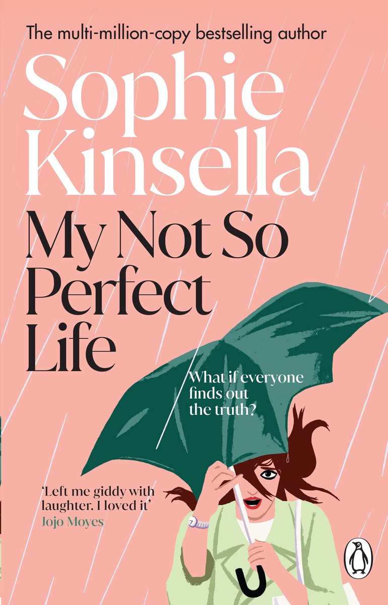 Boek "My Not So Perfect Life" van Sophie Kinsella met een vrouw die een paraplu vasthoudt.