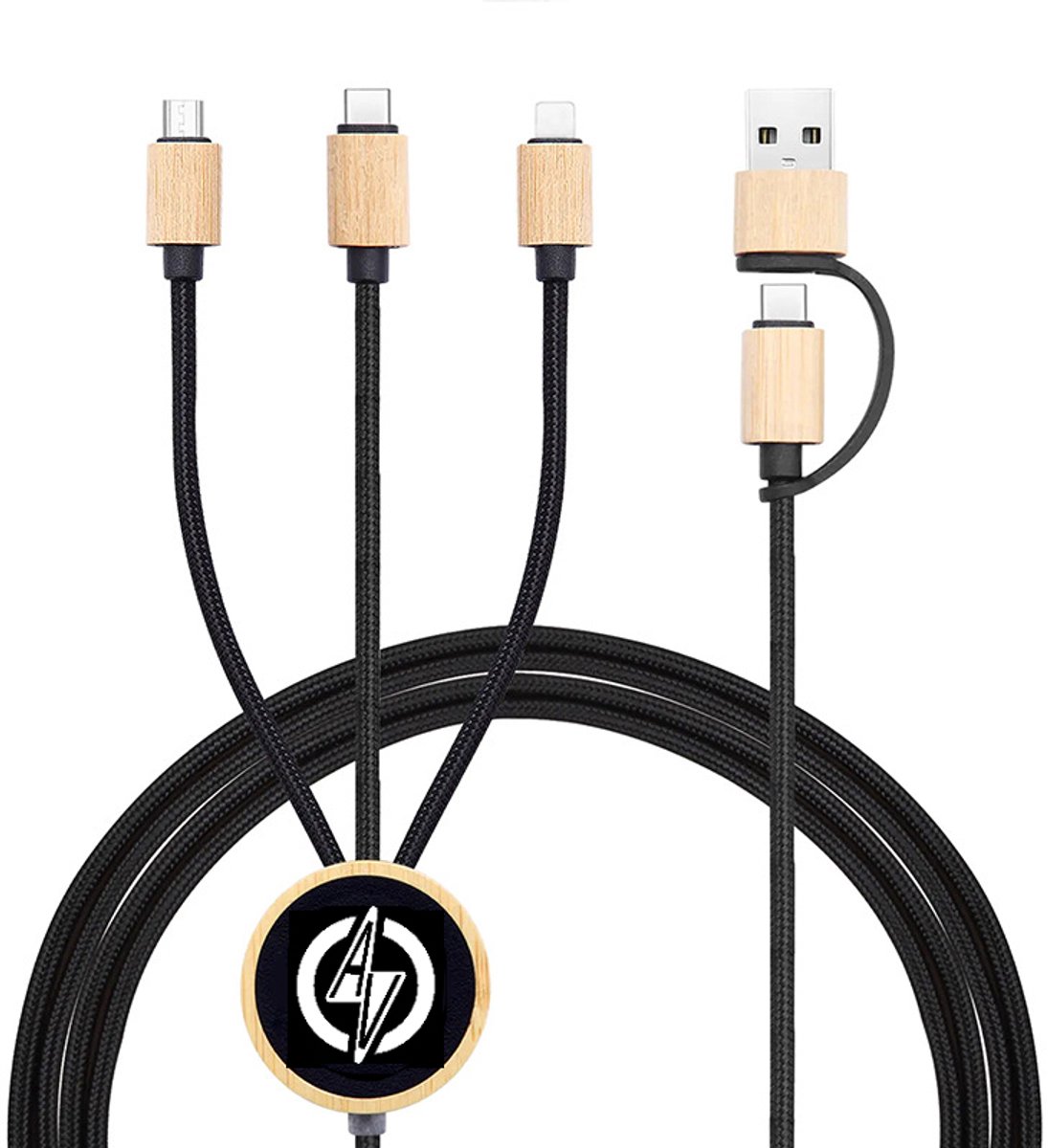 AV 5 in 1 Oplaadkabel - Multilader - Kabel met USB micro, Apple Lightning, USB C, USB A, USB Type C