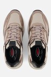 Bovenkant van grijze Gabor Rollingsoft sneakers met beige mesh en koperkleurige details.