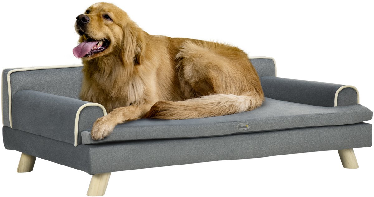 PawHut-Ped Sofa-Fluwelen-100x62x32cm-Grijs
