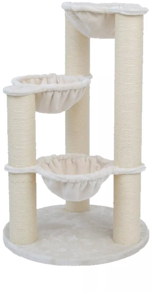 Quapas - kattenkrabpaal Phoenix - Topkwaliteit - beige - cream - extra stevig - 3 hangmatten XXL 128cm