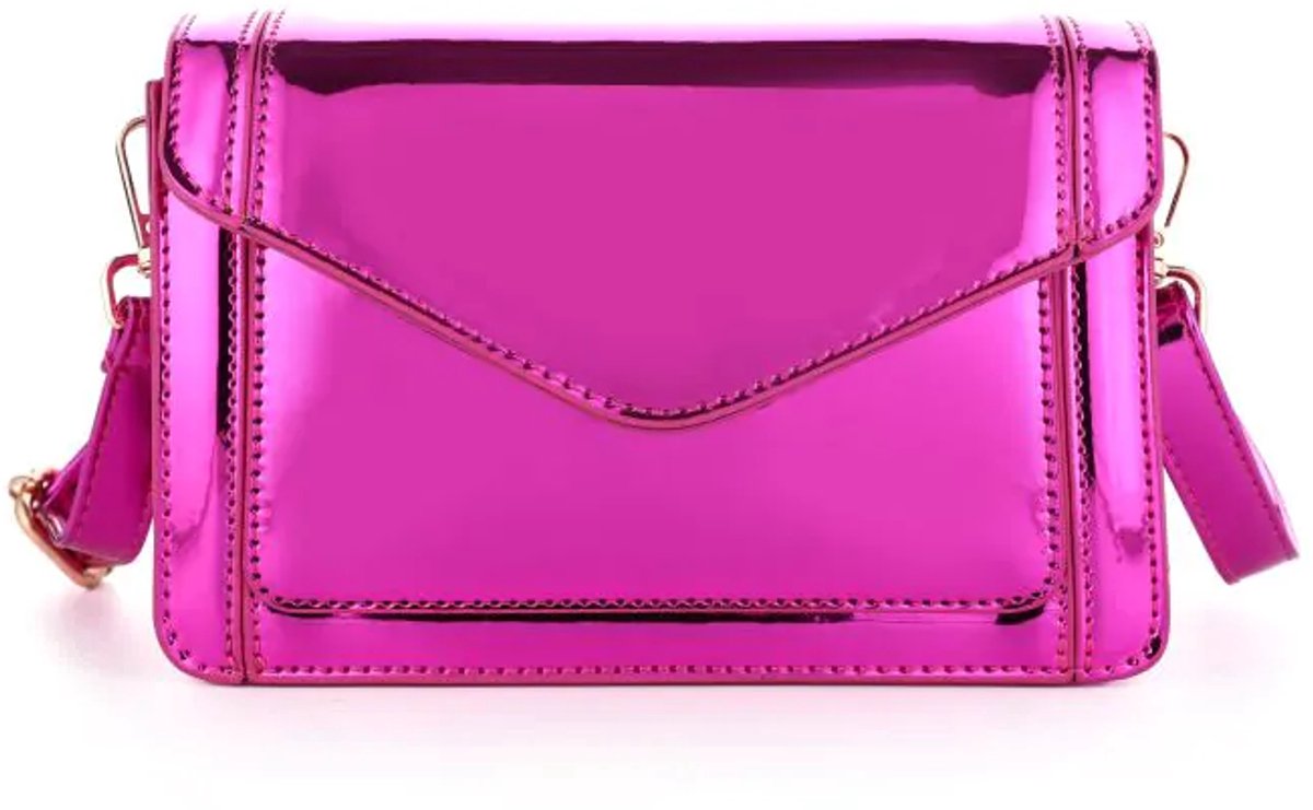 Metallic schoudertasje- FUSHIA