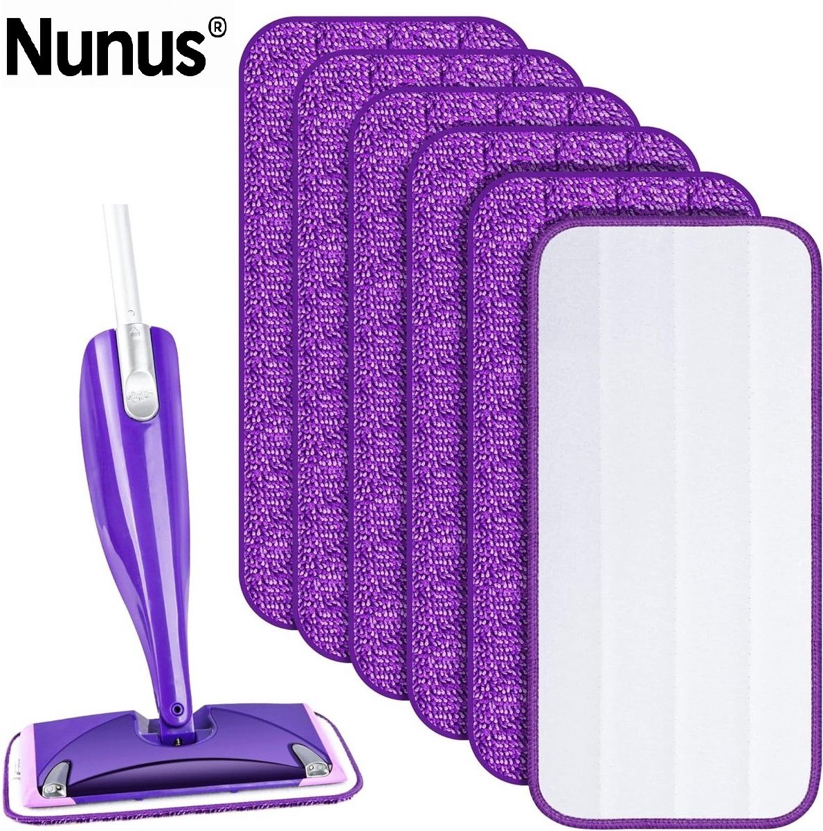 Nunu's Herbruikbare Doeken | Set van 6 x paars | Microvezel | Past op Swiffer Wetjet