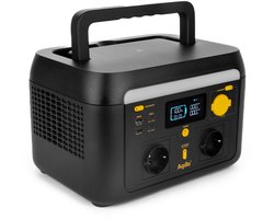 Aqiila Powerstation 1000W, 614Wh | Draagbare Generator met LiFePO4 accu, 2x AC Pure Sinus, USB-C en USB-A, 12V autopoort | Mobiele stroomvoorziening voor camping, noodstroomvoeding | Power Station met LED-lamp en App-bediening
