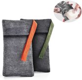 Stevige zeepzakken - Schimmelwerend - Exfoliërend - Zeepzakken - Schuimzeep Netzeepzakken - Exfoliërende badzeepzakken - Reiszeepbeschermers - Grijs en zwart - Met koord - 2 stuks - 18,5 x 12 x 12 cm - Hoogwaardig nylon materiaal