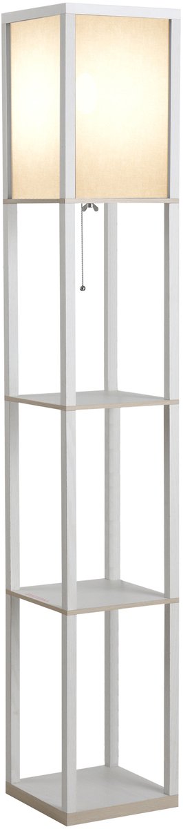 HOMCOM-Staande lamp-Hout-26x26x160cm-Wit