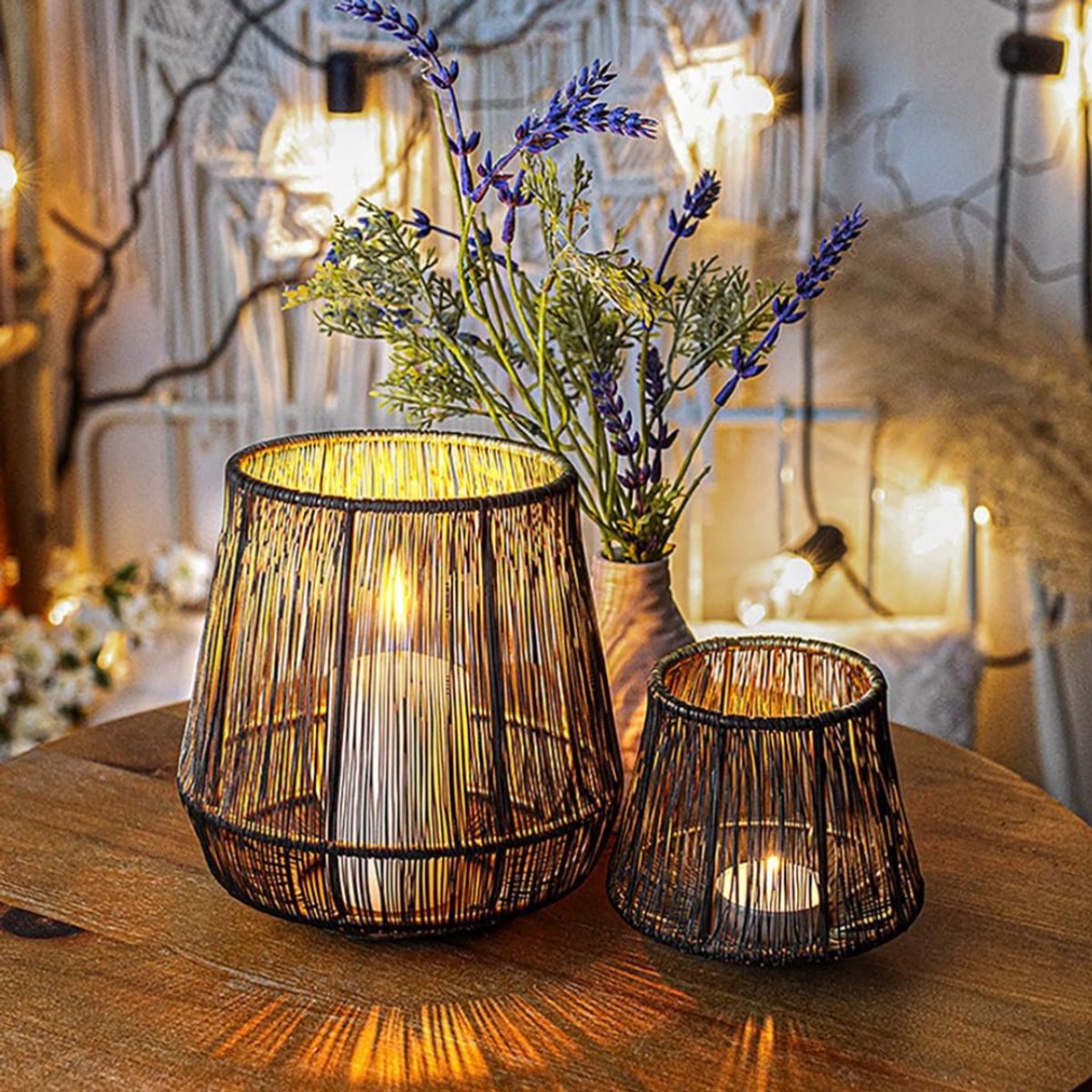 ZRSS® Lantaarn windlicht - Tuinverlichting - Landelijke stijl - Set van 2