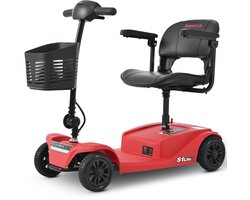 Sweetrich S1 LITEX Scootmobiel–Elektrische Scootmobiel–12Ah Afneembare Accu–20 km Actieradius–250W Borstelloze Motor–4 wielen–Opvouwbaar–136 kg Draagkracht–Voor Senioren–Rood