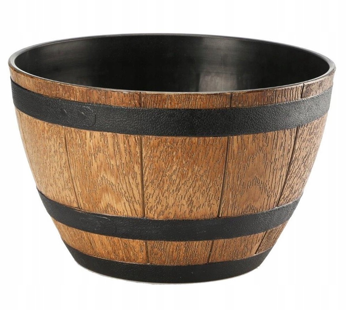 Verdenia Barrel - Ronde Bloempot - Imitatie Hout - Lichtbruin - 33 cm
