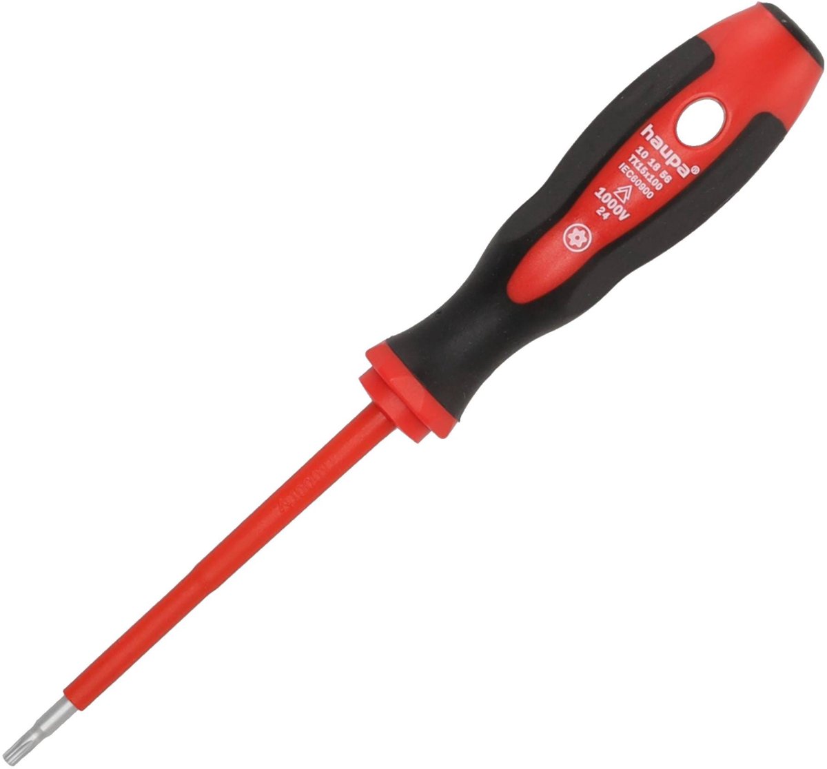 Haupa VDE geïsoleerde Torx Schroevendraaier T15 - 1000V - IEC 60900:2012-norm - Kling is gemaakt van gehard en gestraald molybdeen-vanadiumstaal - Ergonomische 2-componenten handgreep van PP/TPE - Elektrische apparaten, schakelaars en verdeelkasten